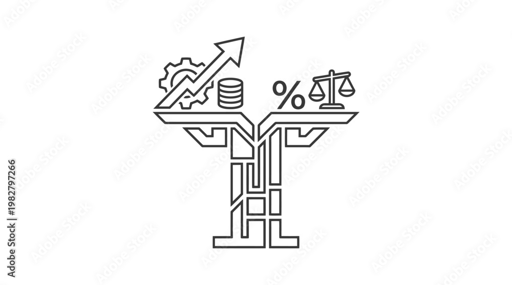 Fototapeta premium Vector Icon of Business Growth and Financial Analysis in Modern Style