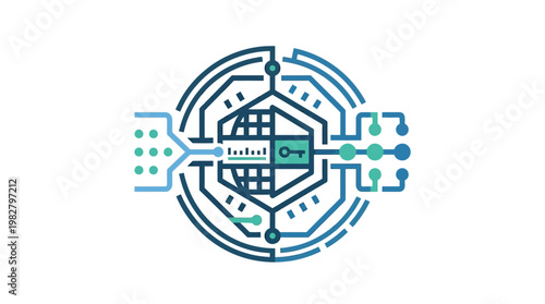 Vector Icon of a Smart Microchip Inside a Digital Circuit for Technology and Innovation