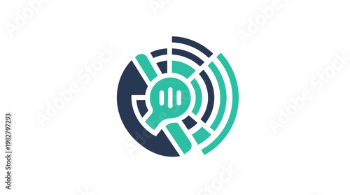 Vector Icon of Voice Recognition Technology or Speech Command Interface