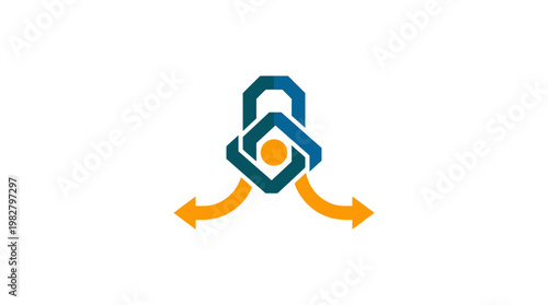 Icon of Security Lock with Arrows Symbolizing Data Protection and Privacy in Digital Environment