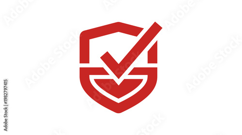 Icon of Shield with Checkmark for Security and Protection in Minimalist Style