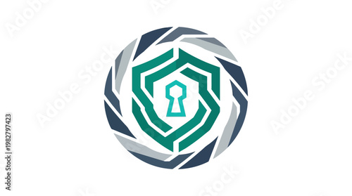 Vector Icon of Security Shield with Keyhole for Digital Data Protection and Cybersecurity