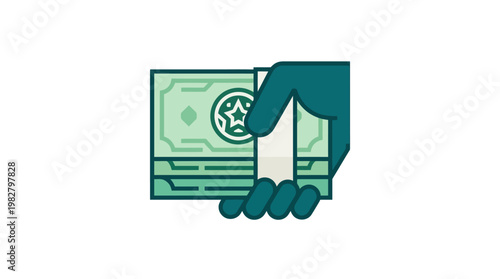 Icon of Hand Holding Money for Financial Transactions and Payment Simplification
