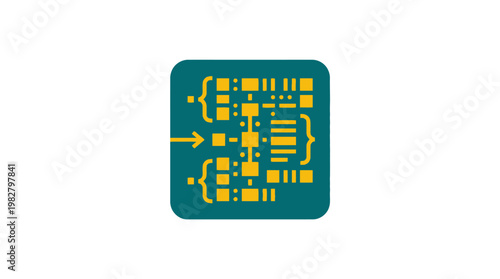Icon of a Circuit Board Microchip for Technology and Electronics Concept