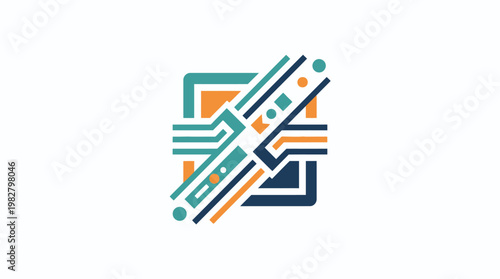 Vector Icon of Abstract Geometric Design with Dynamic Lines and Shapes