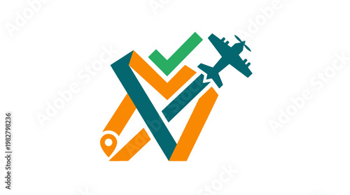Icon of a Pencil and Airplane for Creative Travel Planning in Vector Style
