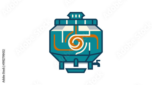 Icon of a Laboratory Reactor in Flat Vector Style for Scientific Research Apps