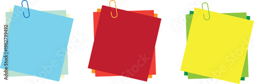 Three colorful fabric rectangles hanging on hooks against a white background