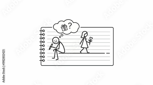 Man Pondering Gift While Woman Walks Away