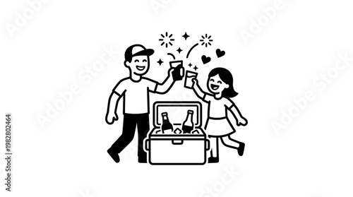 Friends Cheering with Drinks at Picnic