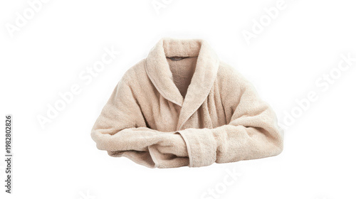 A beige bathrobe on transparent background, perfect for relaxation and spa treatments