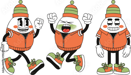 set of funny cartoon christmas decorations