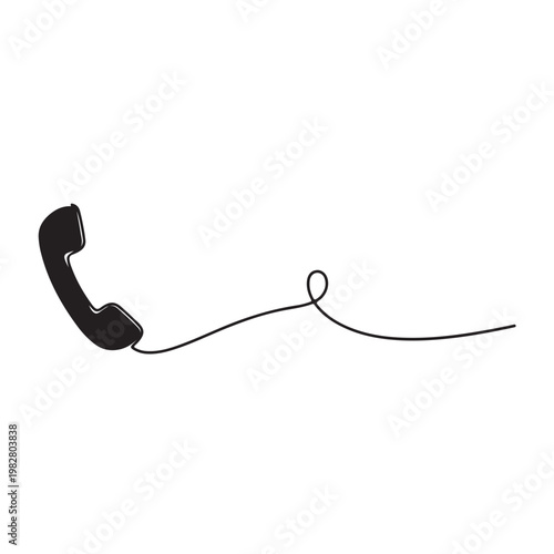 a black telephone receiver with a cord