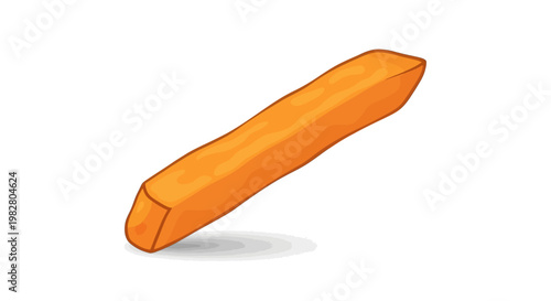 Single cartoon french fry on white background