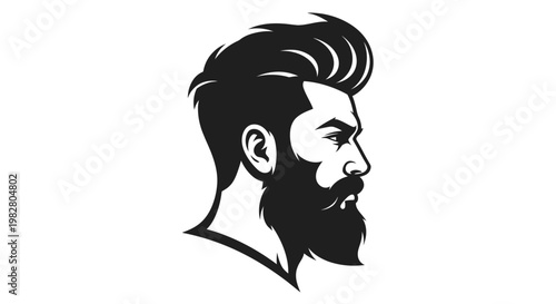 Stylized bearded man profile with modern hairstyle icon