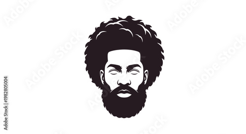 Stylized portrait of a man with afro and beard