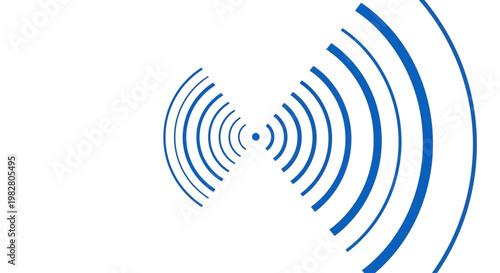 Wireless signal icon with radiating blue waves