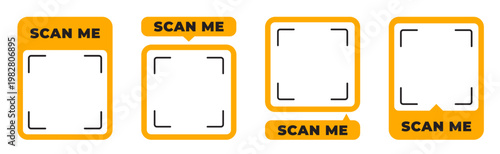 Scan me tag frame set for your QR code. Qr code icon for mobile app, payment and discounts.