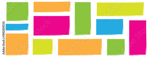 Obraz na plátně Colorful brush stroke rectangular banner set for text background