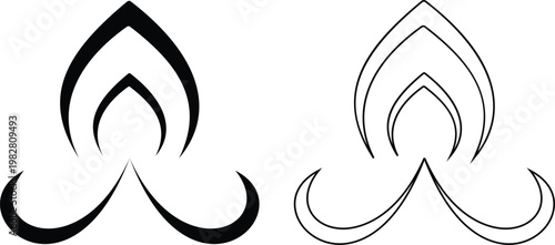 Diya lamp icon set collection group, traditional oil light, candle flame, festival diya, decorative lamp symbols in black flat and line style vector, celebration lighting icons pack