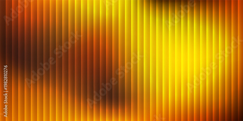 Design close-up view of ribbed glass illuminated by a warm glowing light that transitions from deep orange to bright yellow creating a textured abstract