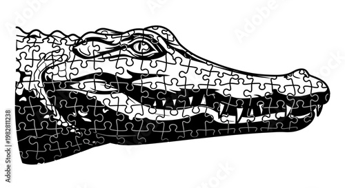 Alligator Puzzle Head Silhouette