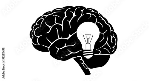 Brain with Light Bulb: Idea, Innovation, Creativity, Intelligence