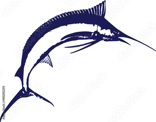 Silhouette of a Blue Marlin fishing vector