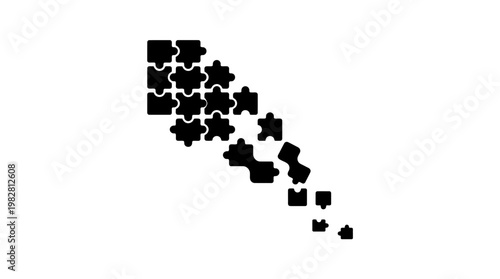 Vector Icon of Disassembled Puzzle Pieces Falling Apart for Digital Design and User Interface Projects