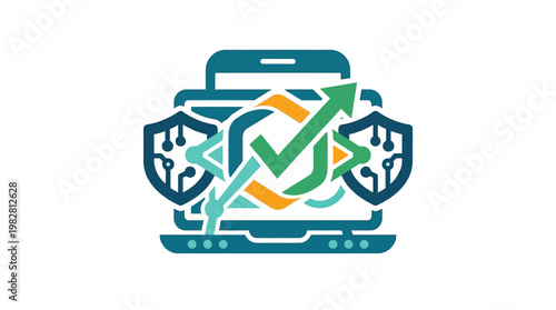 Icon of Mobile Security Shield with Checkmark and Damage Protection in Vector Style