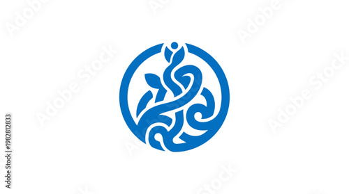 Icon of a Stylized Peacock in Circular Design for Nature and Wildlife Themes