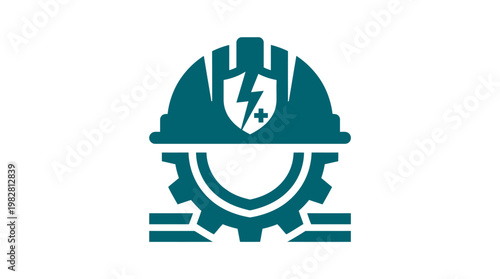 Icon of Industrial Worker Wearing Helmet and Safety Gear in Workplace Environment