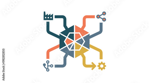 Vector Icon of a Modern Technology Network Connection Symbol for Digital and Data Communication