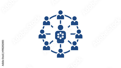 Vector Icon of People Connecting in Network, Business Collaboration and Teamwork Illustration