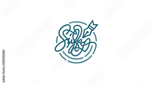 Vector Icon of Stylish Hand Drawn Calligraphy with Decorative Elements