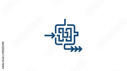 Icon of Maze Puzzle with Arrow for Digital Navigation and Problem Solving