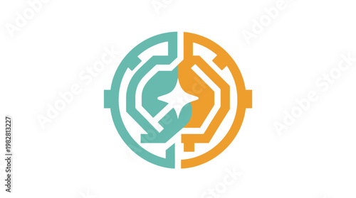 Icon of Brain with Circuitry in Circular Design for Technology and Innovation Concept
