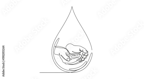 Hands holding a water droplet.