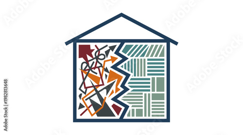 Icon of House with Abstract Lines and Geometric Elements for Modern Architecture Design