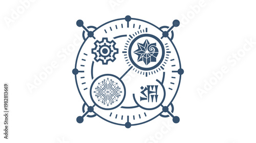 Icon of Molecular Structure and Scientific Diagrams in Modern Style