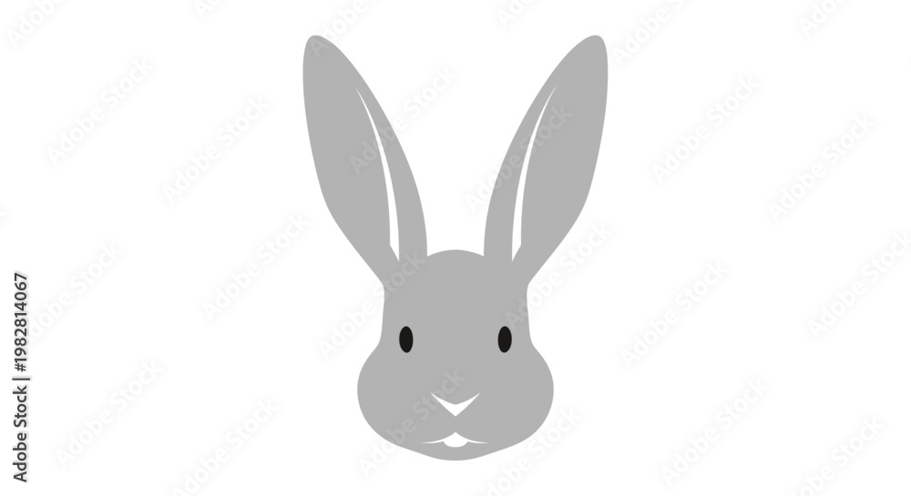 Fototapeta premium Grey rabbit head cartoon illustration on white background