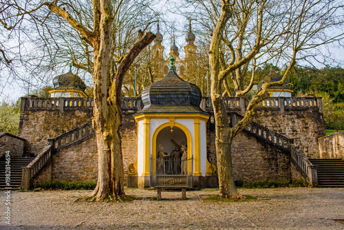 Die Wallfahrtskirche (auch im Volksmund Käppele genannt) auf dem Nikolausberg über Würzburg