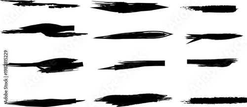 Black Brush Stroke Smears Set – Grunge Ink Paint Texture Collection