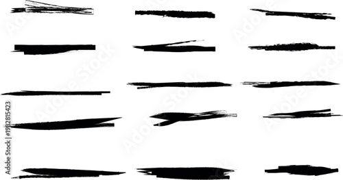 Set of hand drawn grunge brush strokes and ink textures