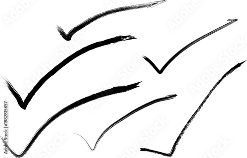 Abstract Brush Stroke Lines Set – Black Ink Curved Paint Streaks Collection
