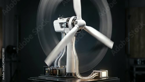 High-speed fan in a studio setting, showcasing motion blur and technical details