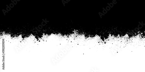 Black ink splat and splatter texture creates a dark grunge paint splash design with liquid spray stains and a dirty vector art border on a minimalist wallpaper background
