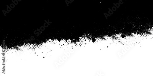 Black ink splat and liquid splashes create a grunge texture design with flowing blue paint drops and clear bubbles on a fresh transparent backdrop illustration