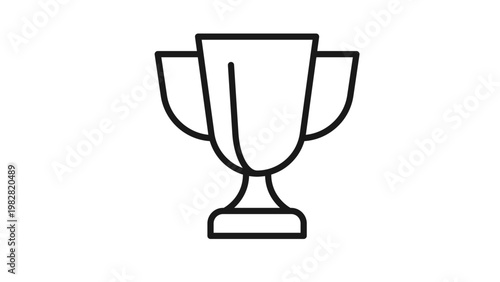 Minimalist black outline vector icon of a trophy cup, representing success, achievement, and winning a competition. Clean scalable illustration for award, prize, and champion concepts.