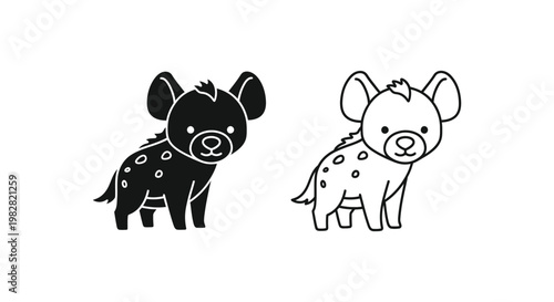 Cute piglet icons, black and white illustrations, spotty animal graphics, vector set